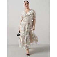 The Very Collection Curve Tiered Ruffle Midaxi Dress - Polka Dot Print