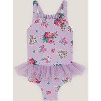 Monsoon Baby Girls Floral Skirted Swimsuit - Light Purple