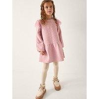 Monsoon Girls Heart Embellished Sweat Dress - Pink