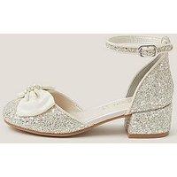 Monsoon Girls Glitter Chunky Heel Shoes - Light Cream