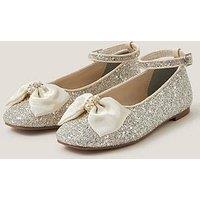 Monsoon Girls Sparkle Glitter Ballerina Shoes - Light Cream