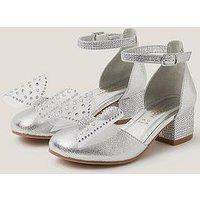 Monsoon Girls Diamante Bow Heel Shoes - Silver