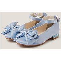 Monsoon Girls Satin Pearl Bow Flat Shoes - Blue