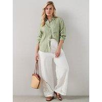 The Very Collection Curve Cotton Broderie Wide Leg Trouser - White
