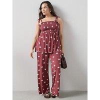 The Very Collection Curve Stretch Printed Co-Ord Wide Leg Trousers - Multi