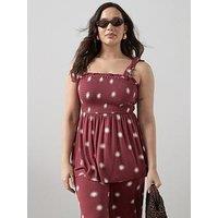 The Very Collection Curve Beaded Strappy Co-Ord Top - Print