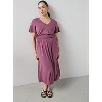 The Very Collection Curve Shirred Waist Stretch Short Sleeve Midi Dress