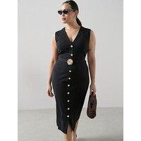 The Very Collection Curve Gold Trim Belted Sleeveless Midi Dress