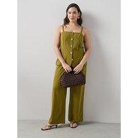The Very Collection Curve Wide Leg Co-Ord Trouser - Khaki