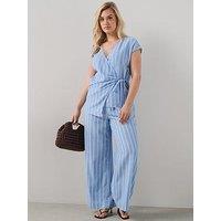 The Very Collection Curve Stripe Wide Leg Co-Ord Trouser - Blue