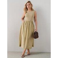 The Very Collection Curve Woven Skirt Midaxi Dress - Green