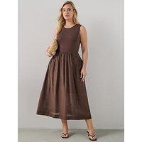 The Very Collection Curve Woven Skirt Midaxi Dress - Brown
