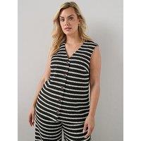 The Very Collection Curve Stripe Button Co-Ord Vest - Black