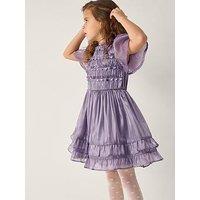 Monsoon Girls Organza Embellished Dress - Purple