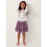 Monsoon Girls Floral Top And Disco Skirt Set - Light Cream