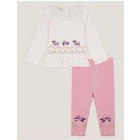 Monsoon Baby Girls Heart Top & Legging Set - Light Cream