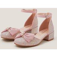 Monsoon Girls Glitter Chunky Heel Shoes - Pink