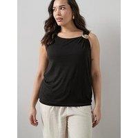 The Very Collection Curve Shell Trim Banded Hem Top