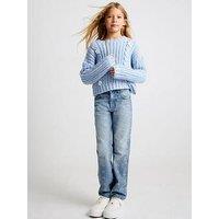 River Island Older Girls Bow Embellished Straight Jeans - Blue