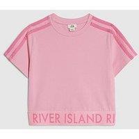 River Island Older Girls Side Stripe Waistband Top - Pink