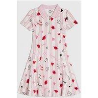 River Island Older Girls Stripe Lip Fit And Flared Dress - Pink