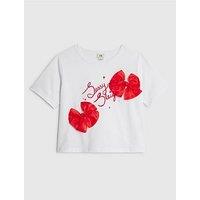 River Island Older Girls Bow Sassy Sleigh T-Shirt - White