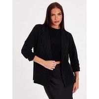 Quiz Black Velvet Cropped Blazer