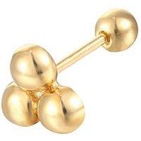 Seol + Gold 18Ct Gold Plate Over Sterling Silver Triple Dot Barbell Stud Earring