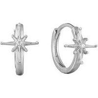 Seol + Gold Sterling Silver North Star Cz Hoop Earrings