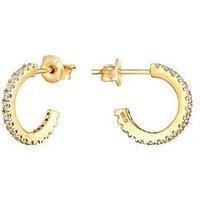 Seol + Gold 18Ct Gold Plate Over Sterling Silver Cz Half Hoop Stud Earrings
