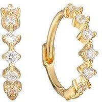 Seol + Gold 18Ct Gold Plate Over Sterling Silver Cz Studded Huggie Hoops