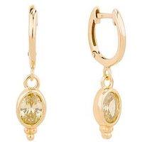 Seol + Gold 18Ct Gold Plate Over Sterling Silver Peridot Bobble Charm Hoops