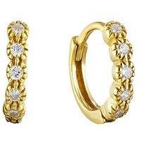 Seol + Gold 18Ct Gold Plate Over Sterling Silver Tiny Cz Scallop Hoops