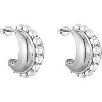 Seol + Gold Sterling Silver Chunky Pearl Studded Half Hoops