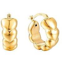 Seol + Gold 18Ct Gold Plate Over Sterling Silver Puffy Heart Hoop Earring