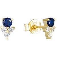 Seol + Gold 18Ct Gold Plate Over Sterling Silver Sapphire Cz Stud Earrings