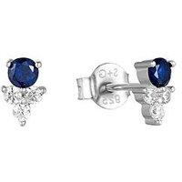 Seol + Gold Sterling Silver Sapphire Cz Cluster Stud Earrings