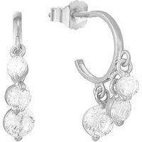 Seol + Gold Sterling Silver Cz Charm Half-Hoop Studs