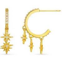 Orelia Pave Starburst Shaker Hoop Earrings