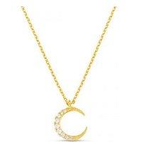 Orelia Pave Moon Charm Necklace Gift Box - Gold