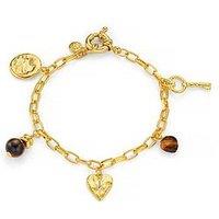 Orelia Mixed Charm & Tigers Eye Bracelet - Gold