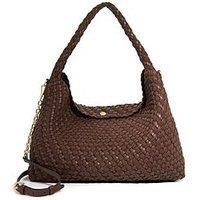 Dune London Deliberate L Woven Shoulder Bag - Dark Brown