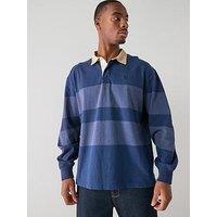 Timberland Long Sleeve Striped Rugby Polo Shirt - Navy