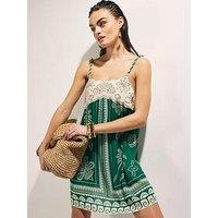 River Island Bead Rope Print Mini Dress - Green