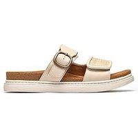 Clarks Arwell Step Wide Fit Sandals - Cream Leather