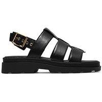 Clarks Orinoco3 Strap Leather Sandals - Black