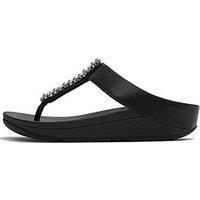 Fitflop Fino Pearls And Crystal Toe-Post Sandals - Black