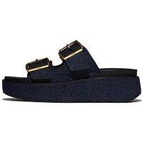 Fitflop Gen-Ff Max Buckle Two-Bar Denim Slides - Dark Denim