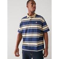 Timberland Short Sleeve Stripe Rubgy Polo Shirt - Navy