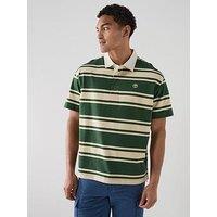 Timberland Short Sleeve Stripe Rubgy Polo Shirt - Dark Green